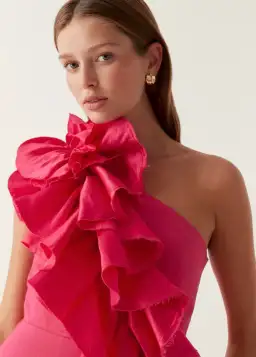 Aje Adelia Ruffle Midi Dress Bougainvillea Red Size 10 for rent on The Volte - image 4