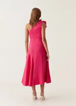 Aje Adelia Ruffle Midi Dress Bougainvillea Red Size 10 for rent on The Volte - image 3