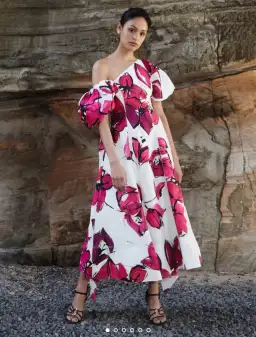 Aje Arista Tulip Sleeve Midi Dress Falling Florals Size 8 for rent on The Volte - image 1