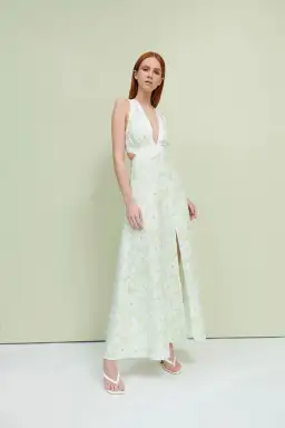 By Johnny Fleur Tie Back Midi Dress in Lime Floral
Size 8