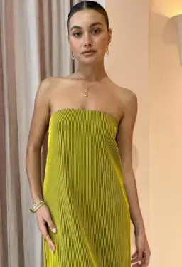 Camilla And Marc Izaro Maxi Dress Strapless In Yellow/Brown Size AU 6 for rent on The Volte - image 3