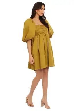 Aje Casabianca Puff Sleeve Mini Dress Olive Green Size 10 for rent on The Volte - image 3