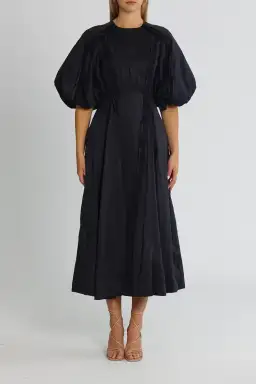 Aje Revitalise Puff Sleeve Midi Dress in Ink Size 6 for rent on The Volte - image 1