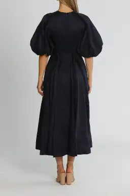 Aje Revitalise Puff Sleeve Midi Dress in Ink Size 6 for rent on The Volte - image 3