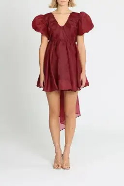 Aje Gretta Organza Mini Dress in Burgundy Size 8 for rent on The Volte - image 1