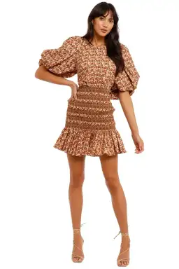 Acler Brooks Mini Dress in Neutral Leaves Print Size 6 for rent on The Volte - image 1