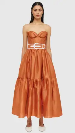 Leo Lin Suffolk Bustier in Cinnamon Orange in Size 10 for rent on The Volte - image 1