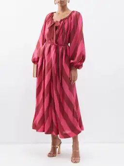 Zimmermann Twiggy Silk Pink Stripe Dress Print Size 2/Au 12