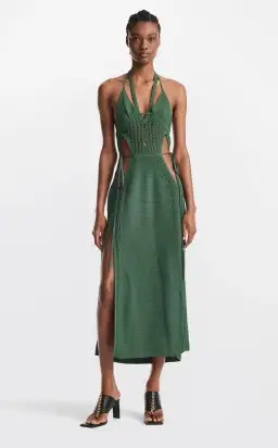 Dion Lee Crochet Tie Butterfly Dress Green Size M/AU 10