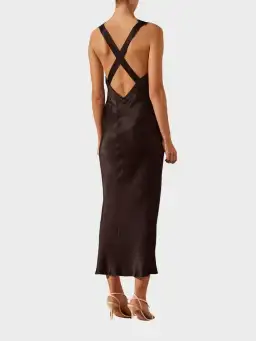 Shona Joy Camille Lace Cross Back Midi Dress Black Size 8 for rent on The Volte - image 4