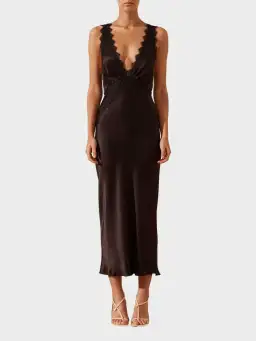 Shona Joy Camille Lace Cross Back Midi Dress Black Size 8 for rent on The Volte - image 3