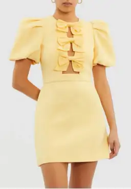 Rebecca Vallance Chloe Bow Mini Dress Yellow Size 12 for rent on The Volte - image 4