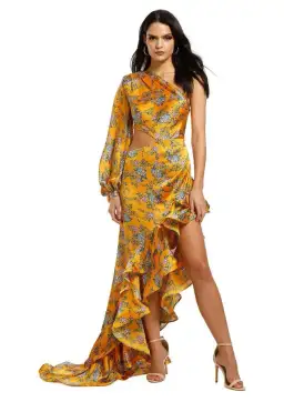 Bronx and Banco Hanna Gown Yellow Floral Size 8 for rent on The Volte - image 1