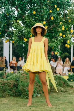 Aje Soltice Tiered Mini Dress Yellow Size 6 for rent on The Volte - image 1