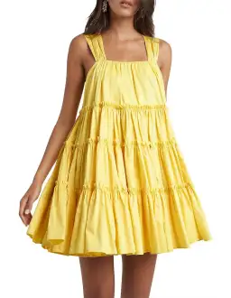 Aje Soltice Tiered Mini Dress Yellow Size 6 for rent on The Volte - image 2