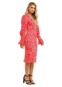 By Johnny Strawberry Leopard Tulip Midi Dress Print Size 8 for rent on The Volte - image 1
