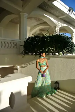 Zimmermann High Tide Crop Bodice And Ikat Maxi Skirt Set Floral Size 0/Au 8 for rent on The Volte - image 4