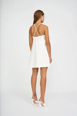 By Johnny Clara Cross Mini Dress Ivory Size 6  for rent on The Volte - image 1