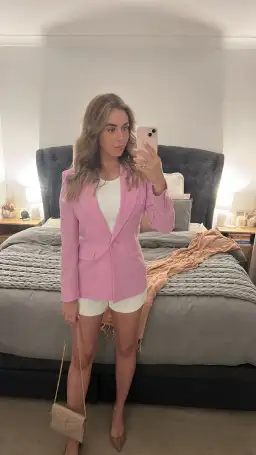 Veronika Maine Double Weave Two-Piece Suit Baby Pink Size 8 for rent on The Volte - image 2