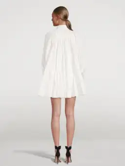 Aje Cascade Gathered Smock Mini Dress in Ivory/White Size 10 for rent on The Volte - image 2
