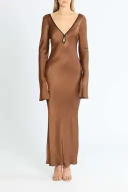 Bec and Bridge Annika Long Sleeve Maxi Dress Brown Size 8