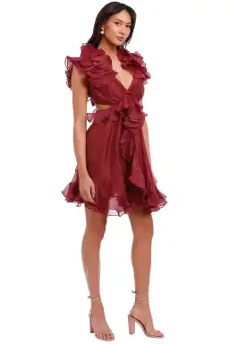Zimmermann Ladybeetle Ruffle Mini Burgundy Size 8 AU for rent on The Volte - image 2