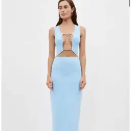 Christopher Esber Crystal Lattice Column Dress Ice Blue Size 6 for rent on The Volte - image 2