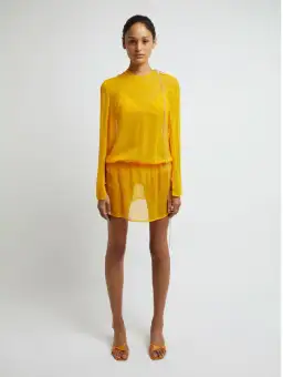 Christopher Esber Silk Springs Side Tie Dress Mango Yellow Size 8