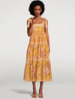 Zimmermann Pattie Shoulder Tie Midi Dress Floral Size 1 / AU 8 for rent on The Volte - image 1