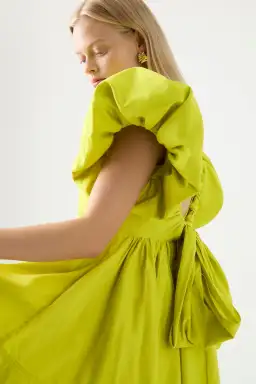 Aje Gretta Bow Back Mini Dress Chartreuse Green Size 16 for rent on The Volte - image 4