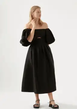 Aje Eugenie Off Shoulder Midi Dress Black Size 8 for rent on The Volte - image 1