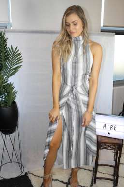 Shona Joy High Neck Split Dress Print Size 8 for rent on The Volte - image 1