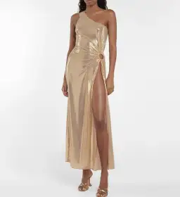 Oséree One Shoulder Lamé Gown Gold Size S / AU 8 for rent on The Volte - image 1