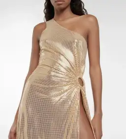 Oséree One Shoulder Lamé Gown Gold Size S / AU 8 for rent on The Volte - image 2