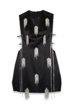 Kourh Onirique Crystal Mini Dress Black Size 10  for rent on The Volte - image 2