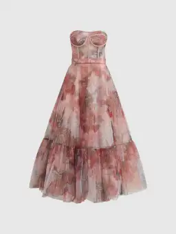 Leo Lin Rae Bustier Midi Dress in Azalea Print Size 14 for rent on The Volte - image 4