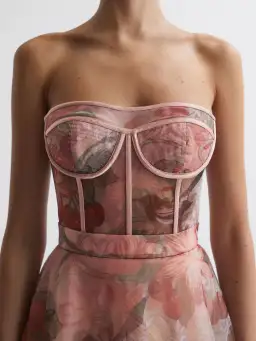 Leo Lin Rae Bustier Midi Dress in Azalea Print Size 14 for rent on The Volte - image 1