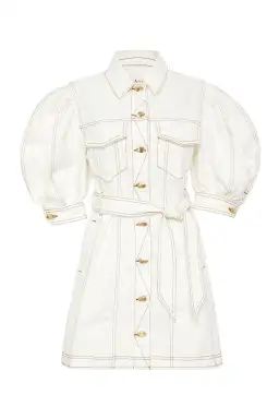 Aje Tori Denim Stitch Dress White Size 8 for rent on The Volte - image 4