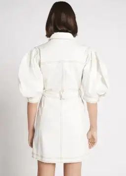 Aje Tori Denim Stitch Dress White Size 8 for rent on The Volte - image 3