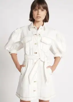 Aje Tori Denim Stitch Dress White Size 8 for rent on The Volte - image 2