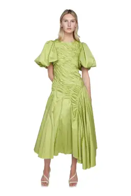 Aje Siren Drawstring Midi Dress Green Size 6
