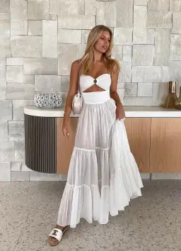 Bec and Bridge Miami Palm Tiered Maxi Dress in White Size 6 for rent on The Volte - image 0