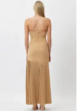 Bianca and Bridgett Mara Pleated Maxi Dress in Beige Gold Size 8 for rent on The Volte - image 3