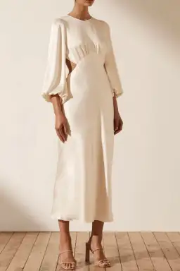 Shona Joy La Lune Open Back Balloon Sleeve Midi Dress Cream Size 6 for rent on The Volte - image 2