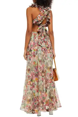 Zimmermann The Lovestruck Ruffle Maxi Dress Flaming Hearts Print Size 1 / Au 10 for rent on The Volte - image 2