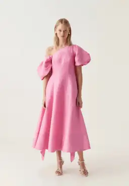 Aje Arista Tulip Sleeve Midi Dress in Cerise Pink Size 12