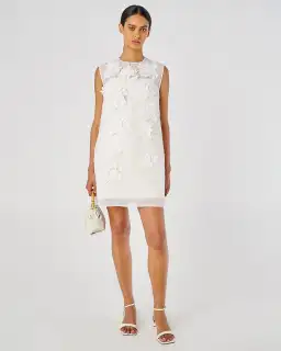 Oroton Lace Flower Sheer Mini Dress Soft Cream Size 14 for rent on The Volte - image 1