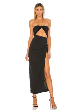 Natalie Rolt Aston Midi Dress Black Size 1 / AU 8