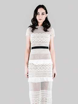 Self Portrait Oblique Lace Column Dress White Size 8 for rent on The Volte - image 2