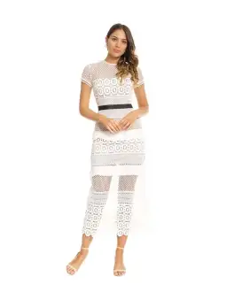 Self Portrait Oblique Lace Column Dress White Size 8 for rent on The Volte - image 1
